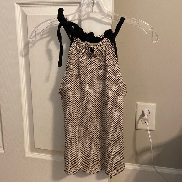 Madewell XXS Cream and Black Knit Halter Top with Shoulder Tie - Picture 4 of 4